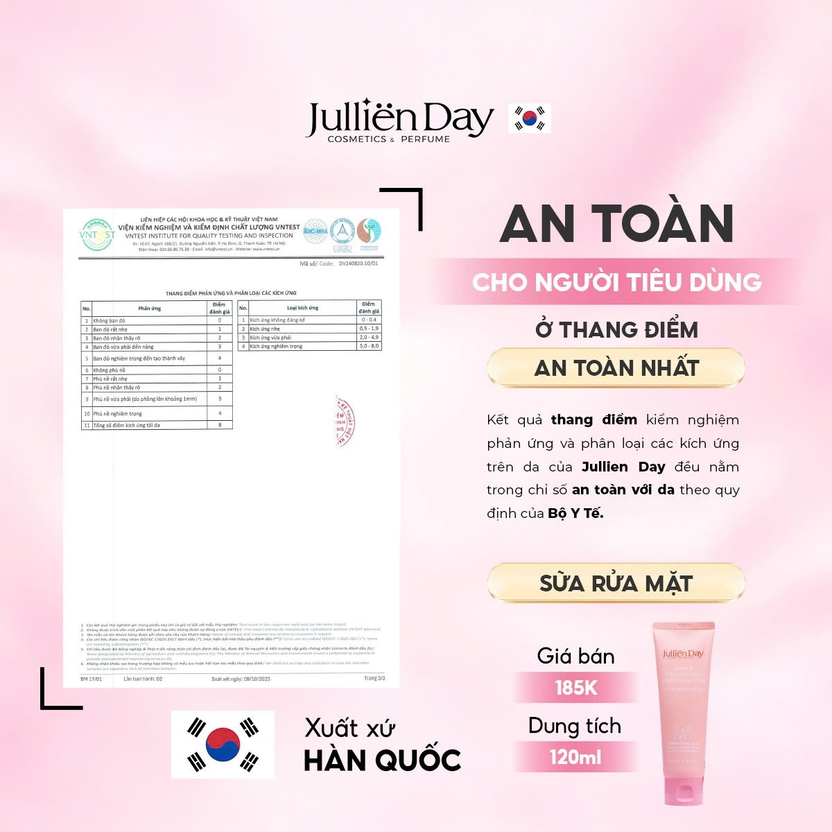 Sữa rửa mặt kháng viêm dưỡng ẩm da Jullien Day (120ml)
