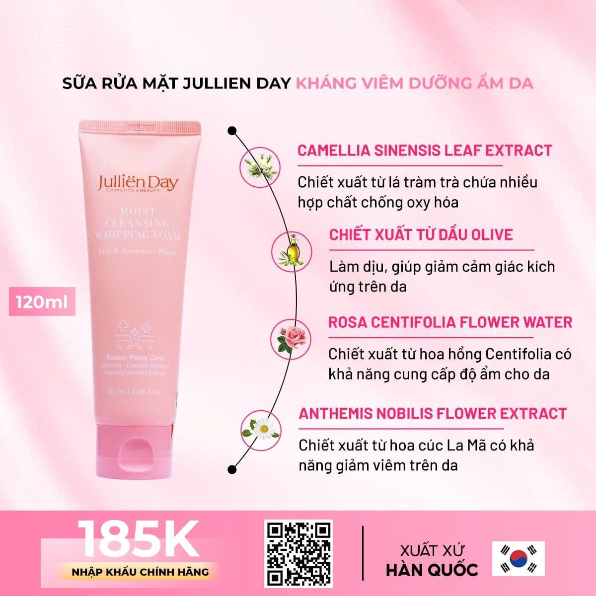 Flash sale mua 1 tặng 1: Tặng tinh chất trắng răng Jullien Day (10ml) khi mua sữa rửa mặt Jullien Day (120ml)