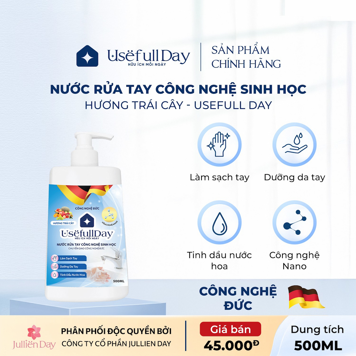 Nước rửa tay công nghệ sinh học Usefull Day - hương trái cây 500ml