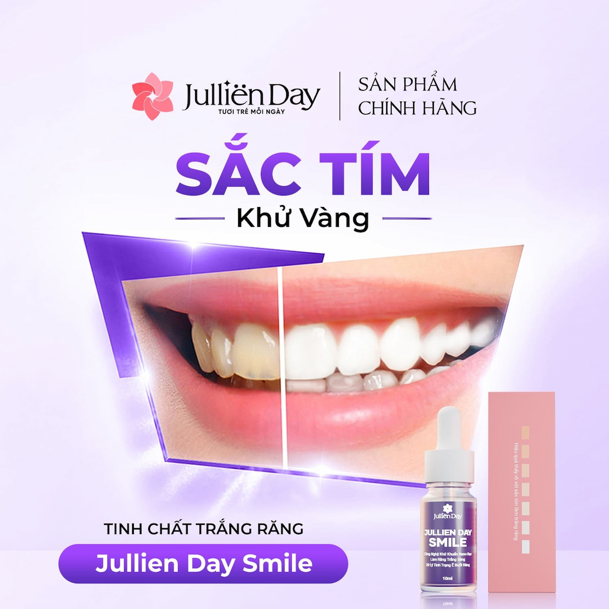 Flash sale mua 1 tặng 1: Tặng tinh chất trắng răng Jullien Day (10ml) khi mua sữa rửa mặt Jullien Day (120ml)