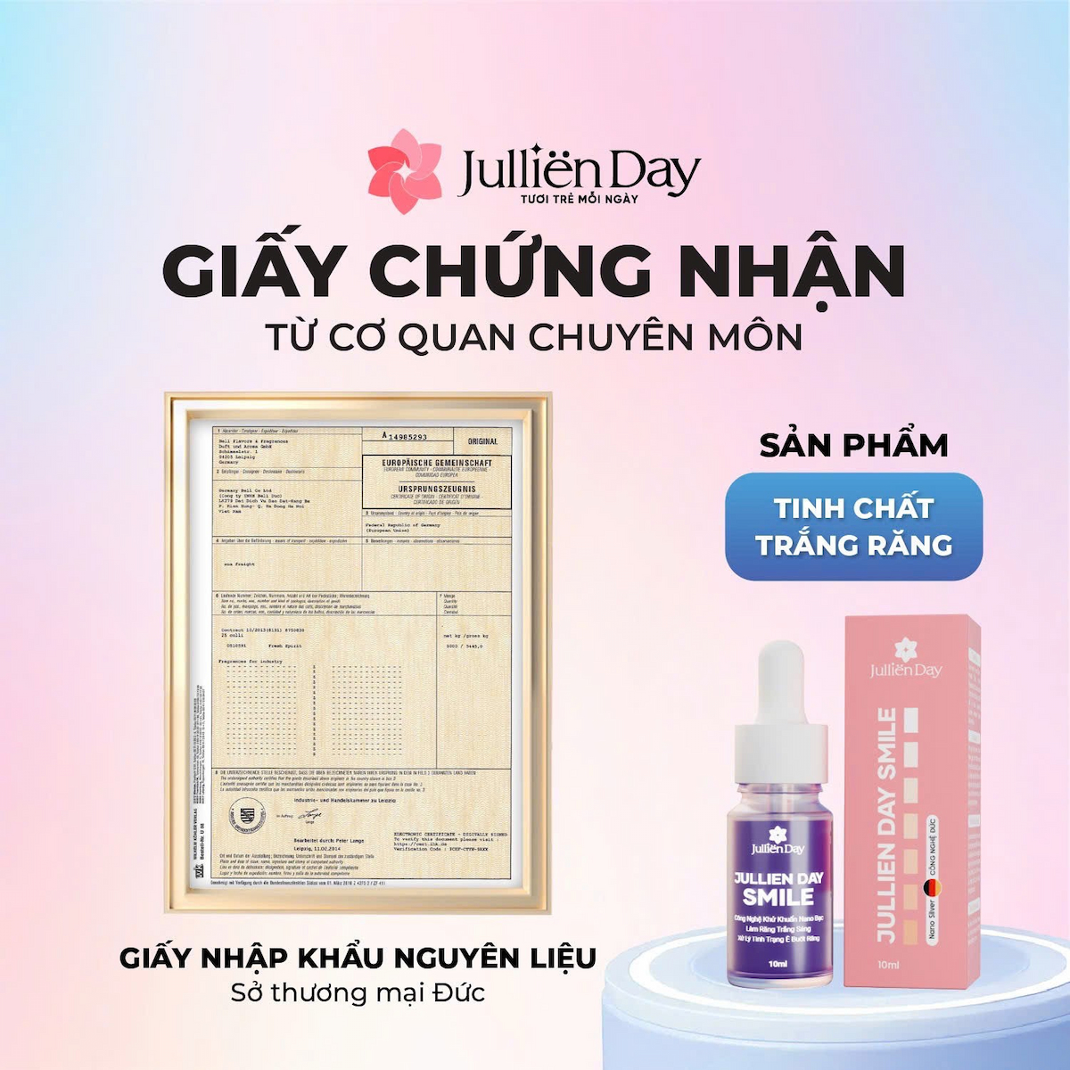 Flash sale: Tặng xịt thơm miệng vị đào (10ml) khi mua Tinh chất trắng răng Jullien Day (10ml)