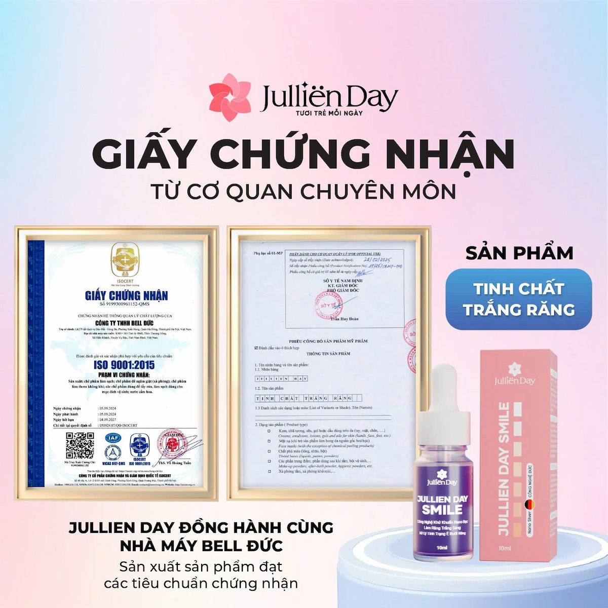 Flash sale: Tặng xịt thơm miệng vị đào (10ml) khi mua Tinh chất trắng răng Jullien Day (10ml)