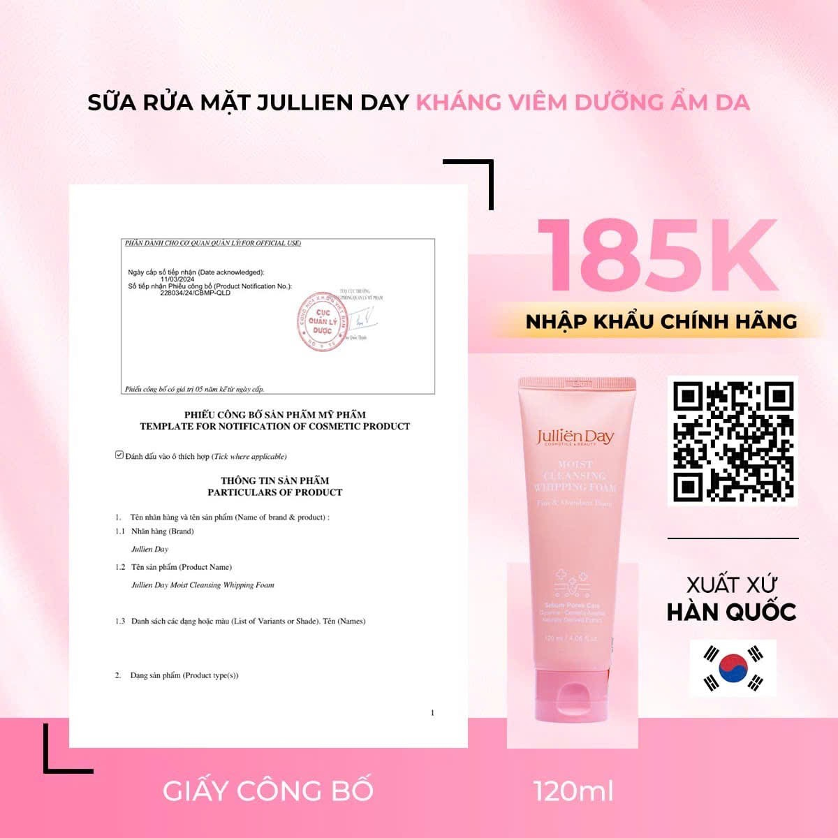 Flash sale mua 1 tặng 1: Tặng tinh chất trắng răng Jullien Day (10ml) khi mua sữa rửa mặt Jullien Day (120ml)