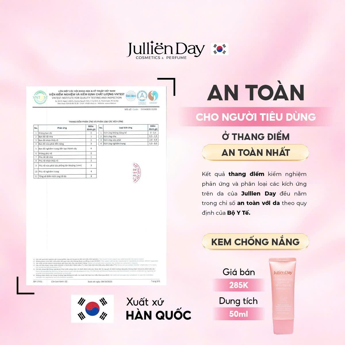 Flash sale: Tặng tinh chất trắng răng Jullien Day (10 ml) khi mua Kem chống nắng đa năng dưỡng trắng nâng tone Jullien Day (50ml)