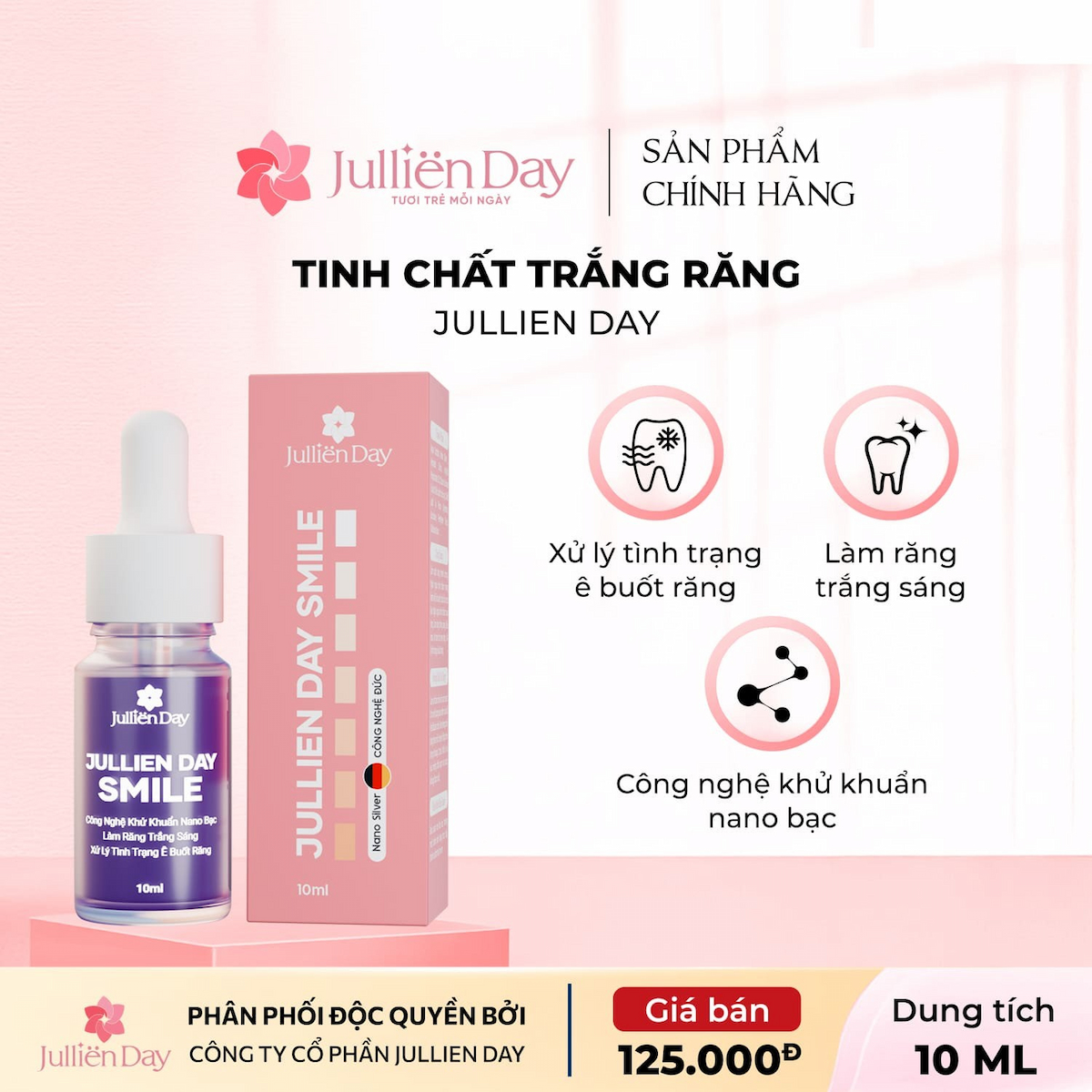 Flash sale mua 1 tặng 1: Tặng tinh chất trắng răng Jullien Day (10ml) khi mua sữa rửa mặt Jullien Day (120ml)